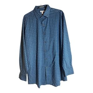 Bar III‎ Men's Blue Flower Button Down Long Sleeve Shirt, Size L (262)